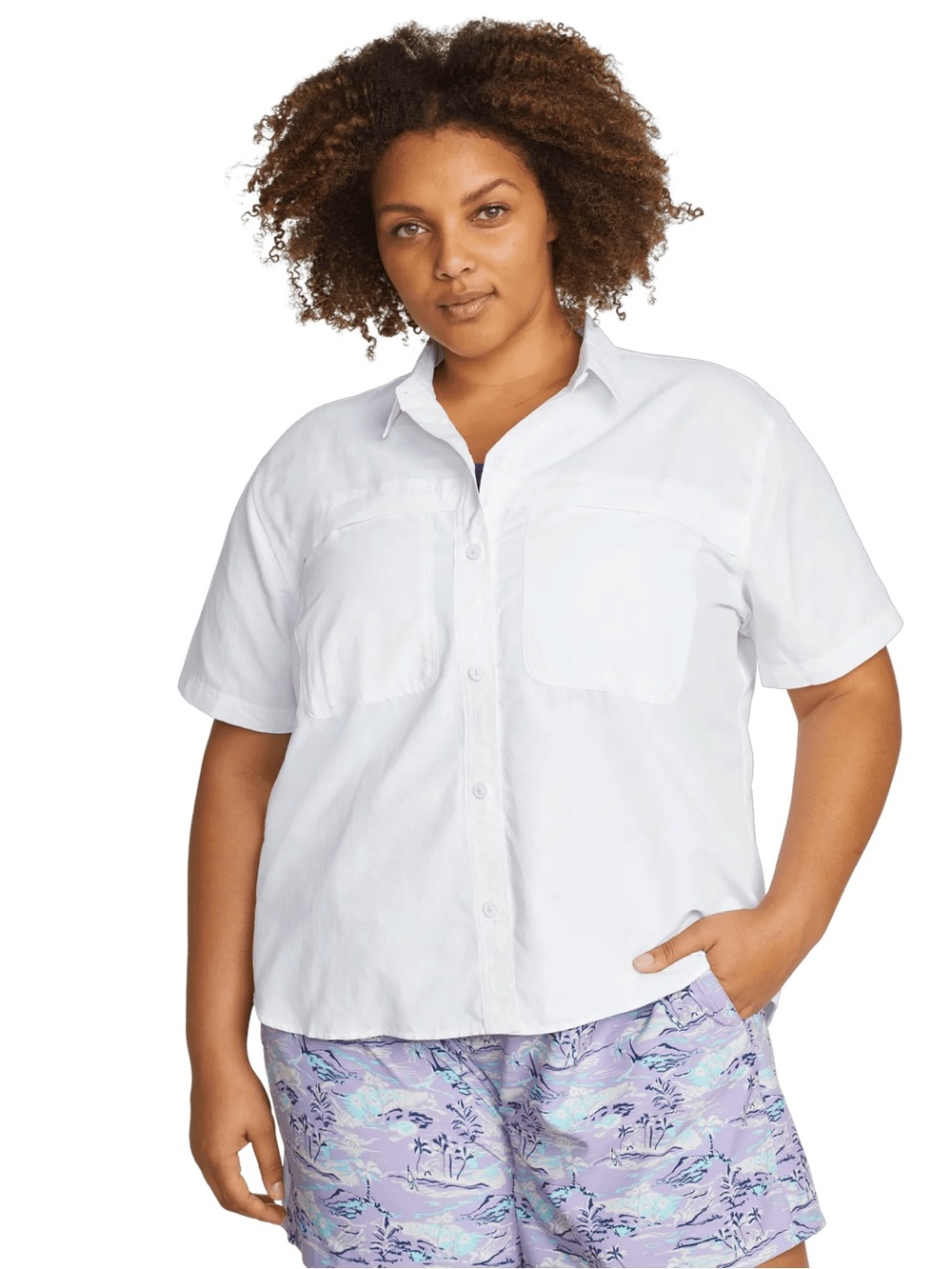Eddie Bauer Travex Shirt Women’s 2X Short Sleeve Button Up Outdoor Shirt
